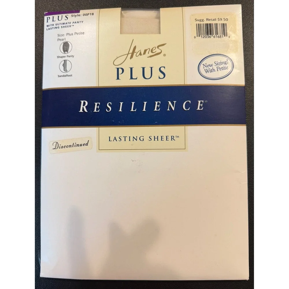 Hanes Plus Petite Pantyhose Pearl Resilience Lasting Sheer Sandalfoot 00P18‎ NEW